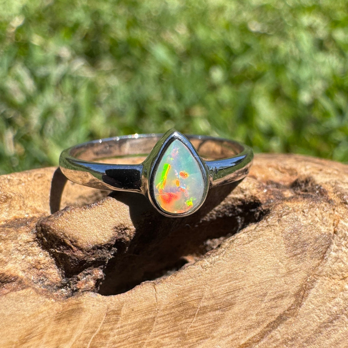 0.5ct Lightning Ridge Opal Ring ~ 'Licola Firelight' | 925 Sterling Silver | Solid Australian Opal