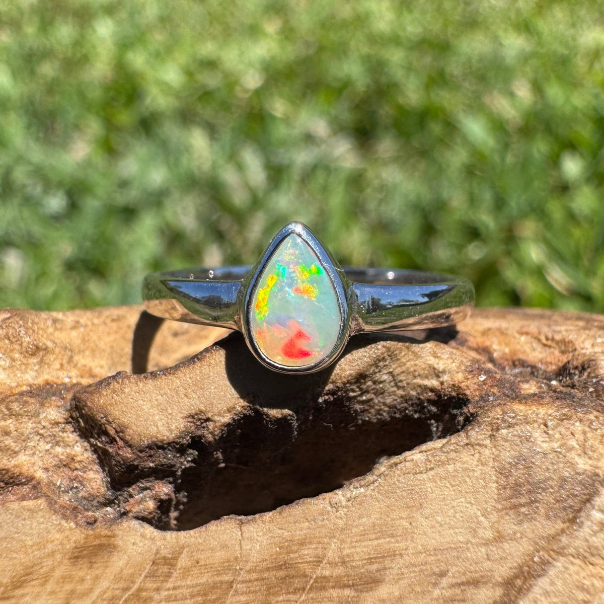 0.5ct Lightning Ridge Opal Ring ~ 'Licola Firelight' | 925 Sterling Silver | Solid Australian Opal