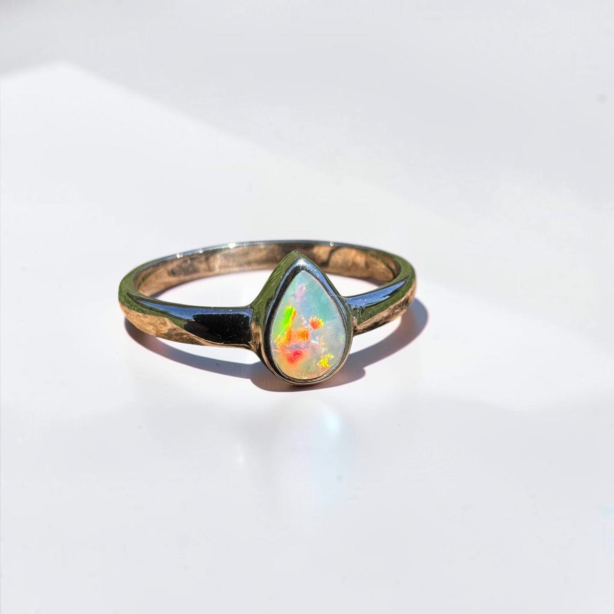 0.5ct Lightning Ridge Opal Ring ~ 'Licola Firelight' | 925 Sterling Silver | Solid Australian Opal