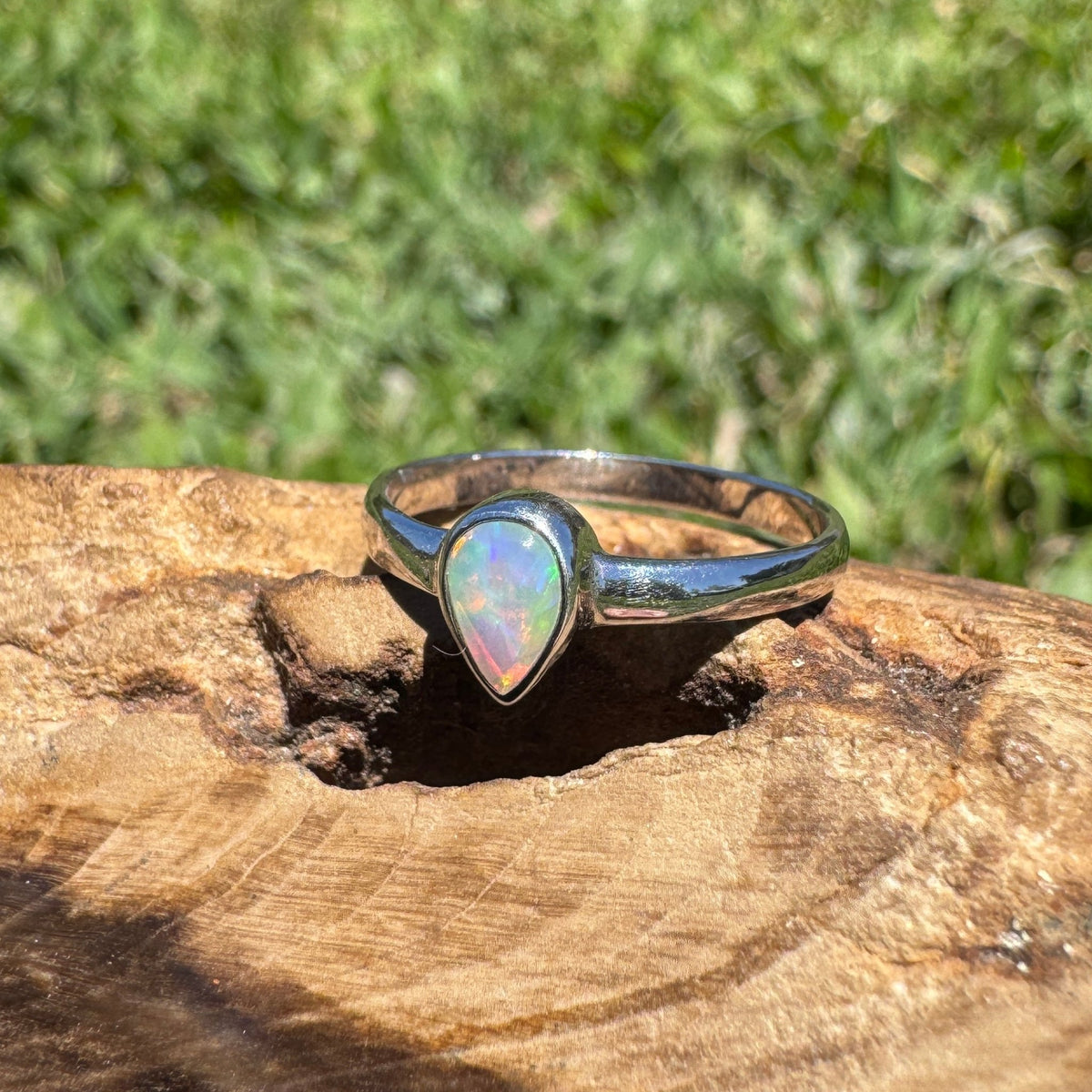 0.5ct Lightning Ridge Opal Ring ~ 'Licola Firelight' | 925 Sterling Silver | Solid Australian Opal