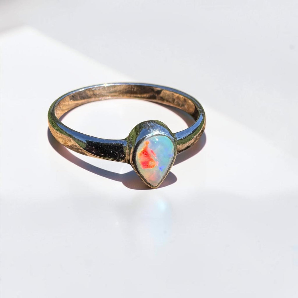 0.5ct Lightning Ridge Opal Ring ~ 'Licola Firelight' | 925 Sterling Silver | Solid Australian Opal