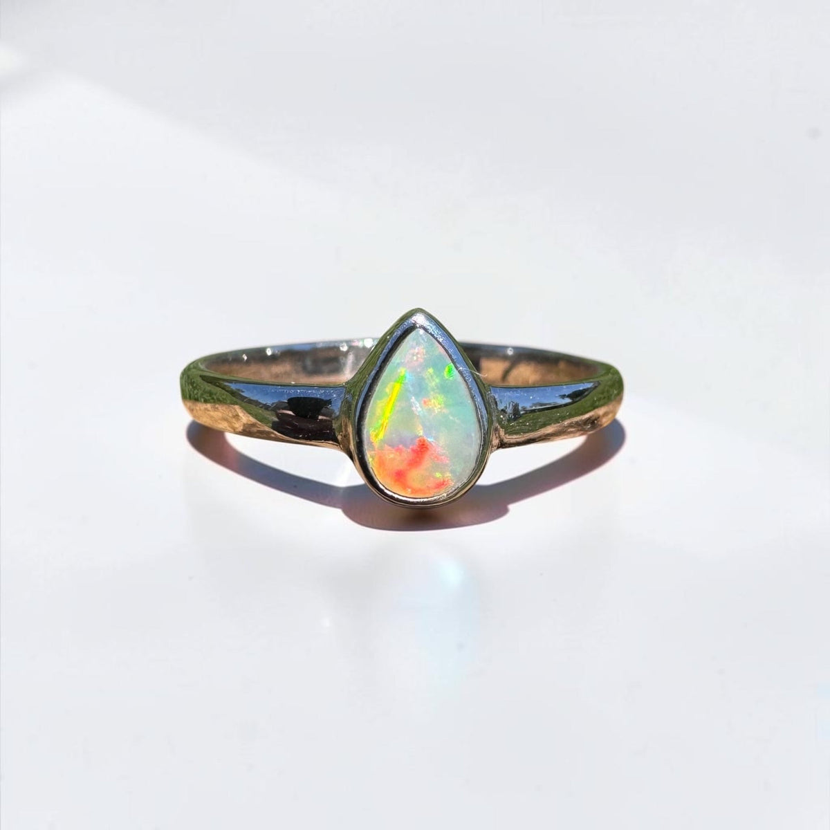 0.5ct Lightning Ridge Opal Ring ~ 'Licola Firelight' | 925 Sterling Silver | Solid Australian Opal