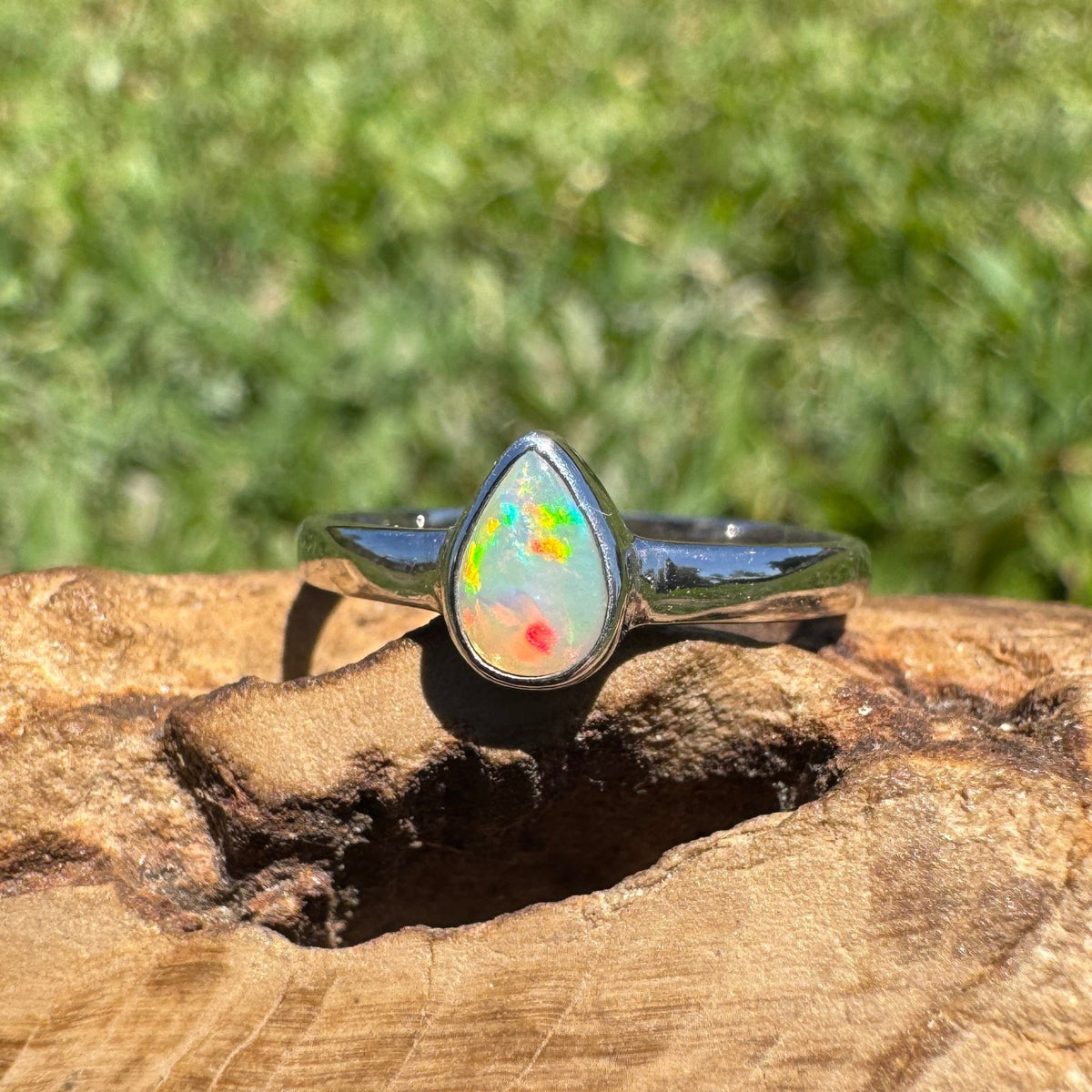 0.5ct Lightning Ridge Opal Ring ~ 'Licola Firelight' | 925 Sterling Silver | Solid Australian Opal