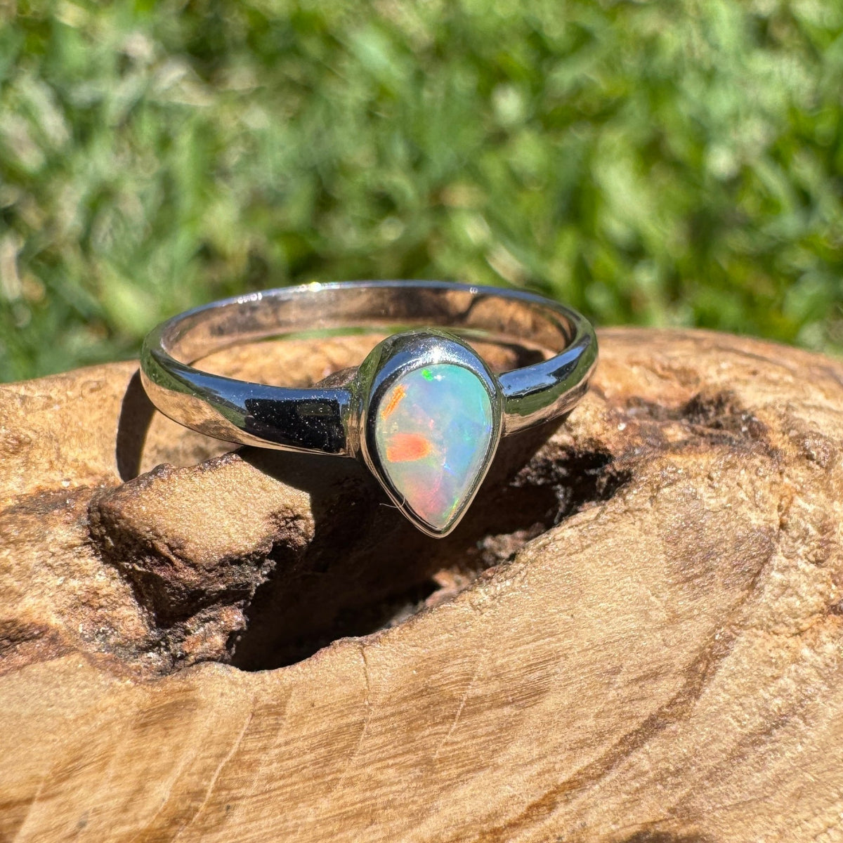 0.5ct Lightning Ridge Opal Ring ~ 'Licola Firelight' | 925 Sterling Silver | Solid Australian Opal