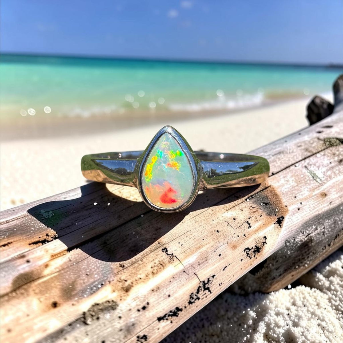 0.5ct Lightning Ridge Opal Ring ~ 'Licola Firelight' | 925 Sterling Silver | Solid Australian Opal