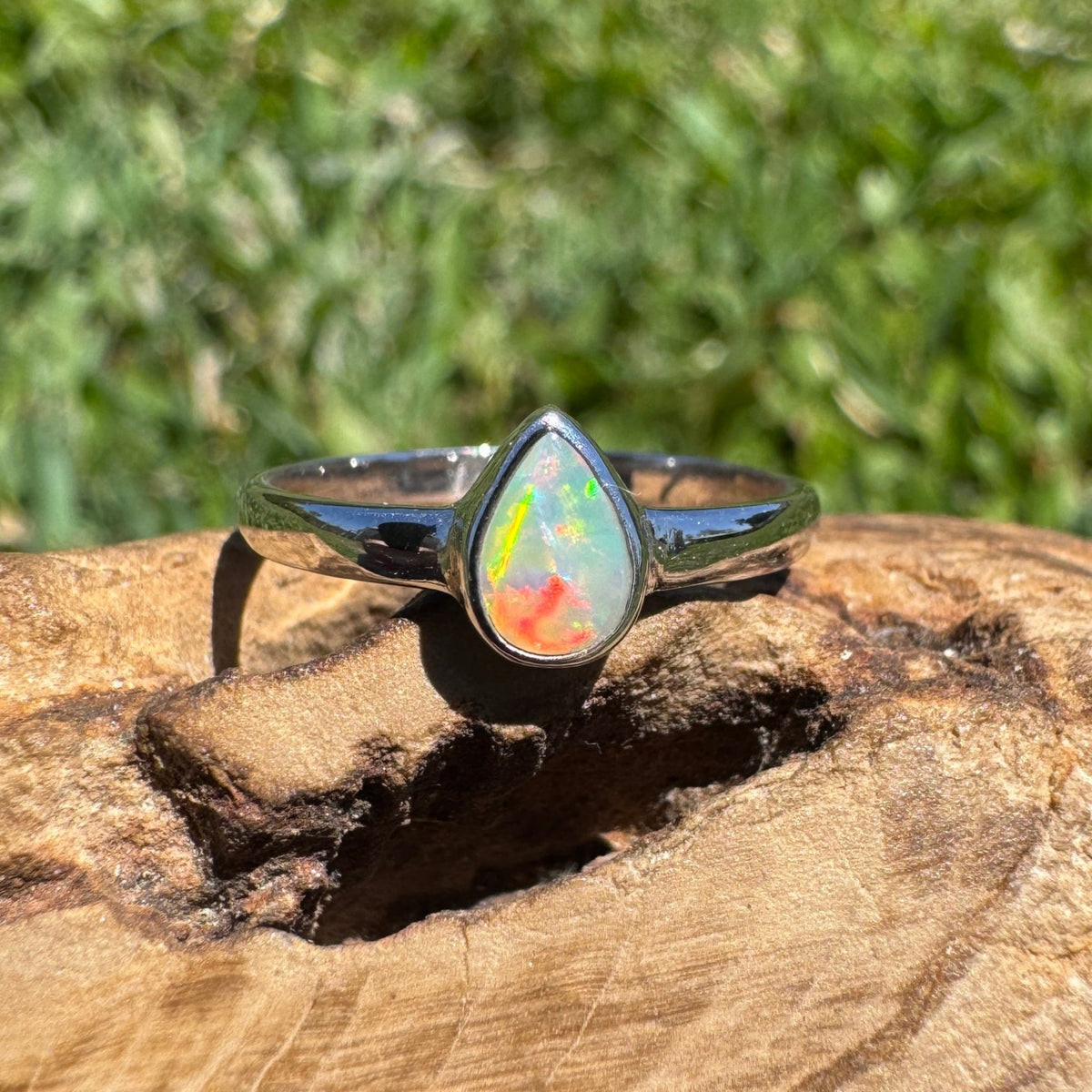 0.5ct Lightning Ridge Opal Ring ~ 'Licola Firelight' | 925 Sterling Silver | Solid Australian Opal