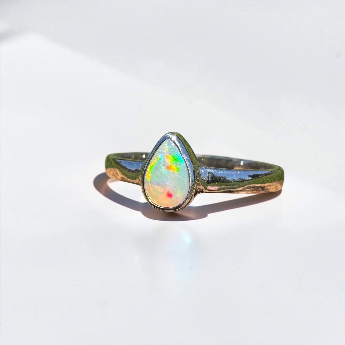 0.5ct Lightning Ridge Opal Ring ~ 'Licola Firelight' | 925 Sterling Silver | Solid Australian Opal