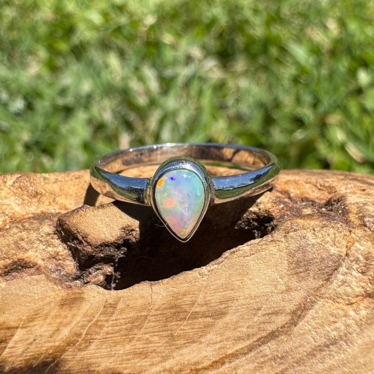 0.5ct Lightning Ridge Opal Ring ~ 'Licola Firelight' | 925 Sterling Silver | Solid Australian Opal