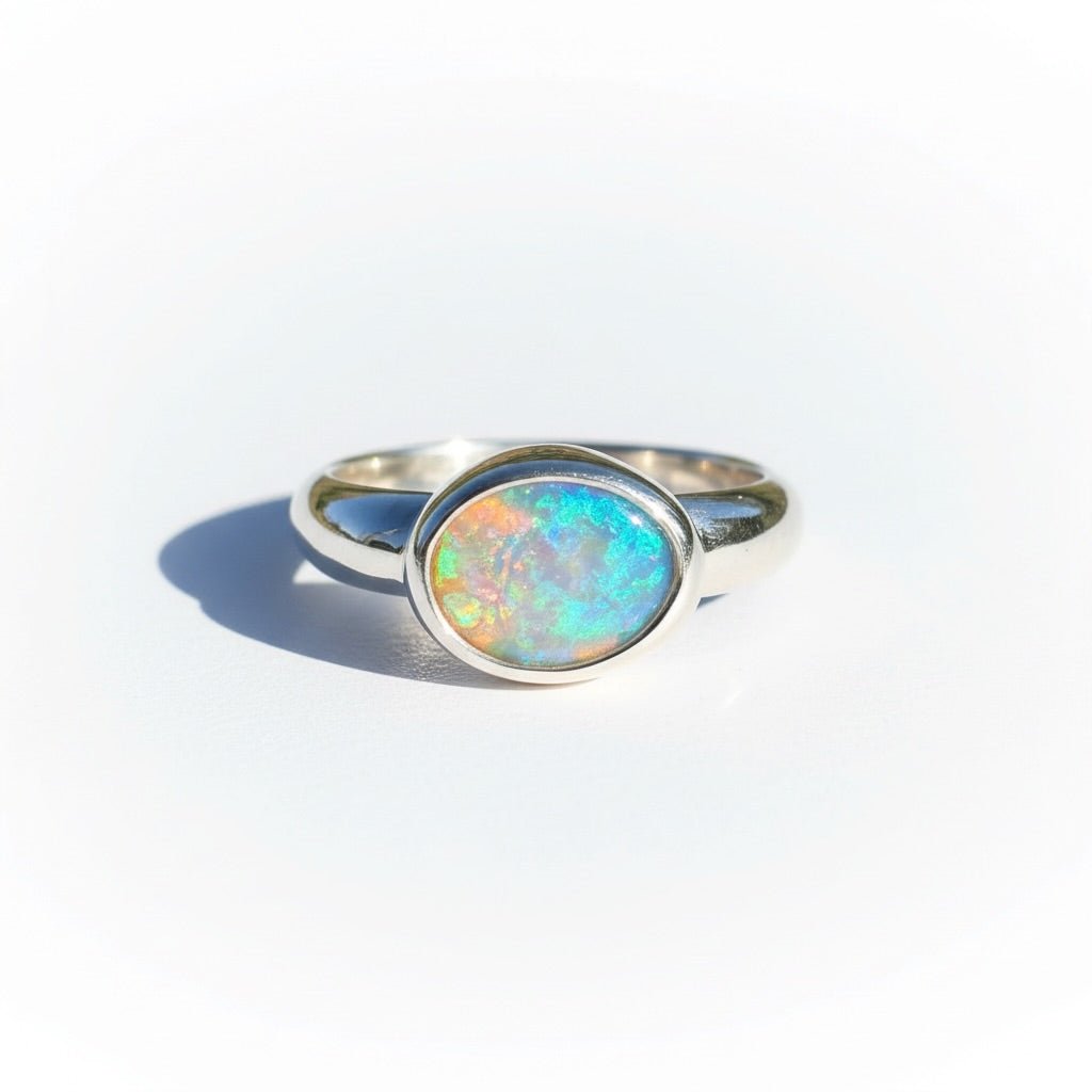 0.5ct Lightning Ridge Opal Ring ~ 'Margaret River Gleam' | 925 Sterling Silver | Solid Australian Opal
