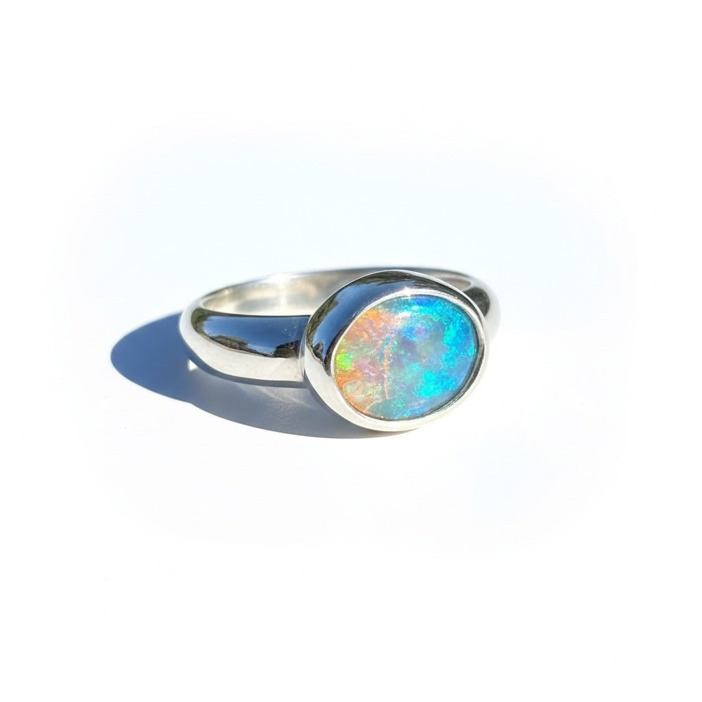 0.5ct Lightning Ridge Opal Ring ~ 'Margaret River Gleam' | 925 Sterling Silver | Solid Australian Opal