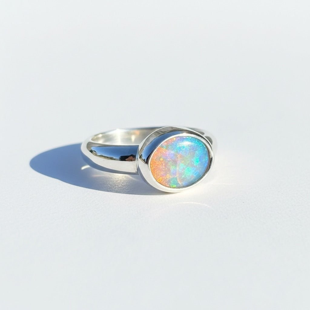 0.5ct Lightning Ridge Opal Ring ~ 'Margaret River Gleam' | 925 Sterling Silver | Solid Australian Opal