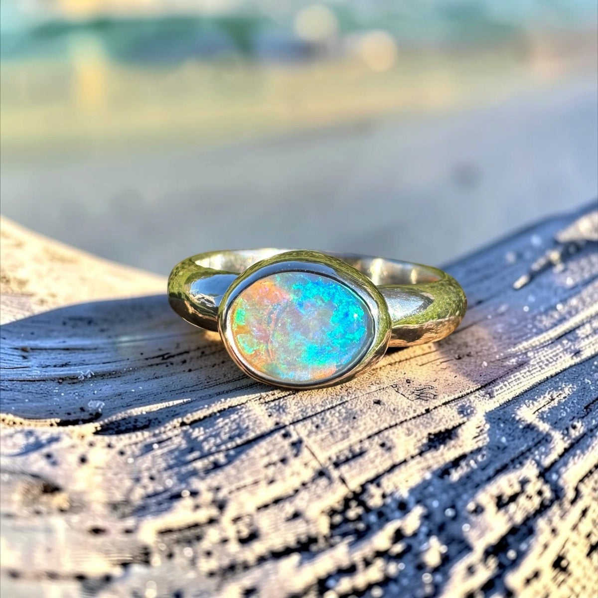 0.5ct Lightning Ridge Opal Ring ~ 'Margaret River Gleam' | 925 Sterling Silver | Solid Australian Opal