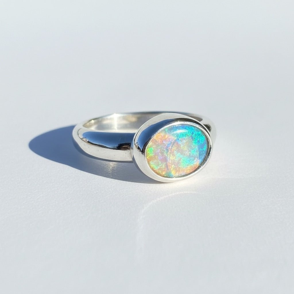 0.5ct Lightning Ridge Opal Ring ~ 'Margaret River Gleam' | 925 Sterling Silver | Solid Australian Opal