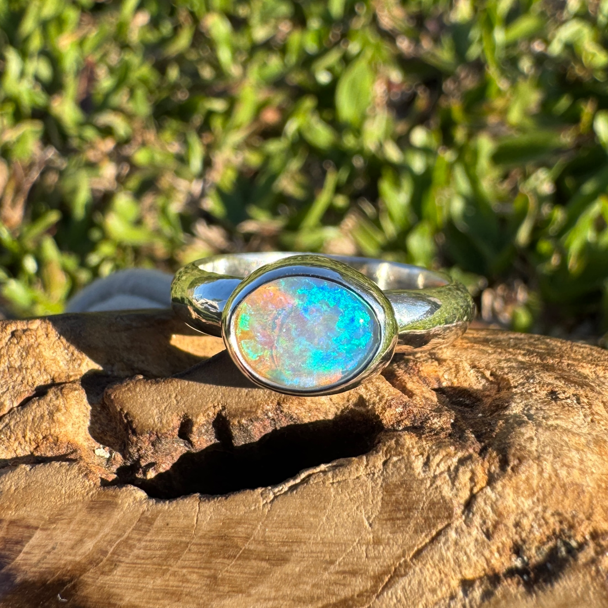 0.5ct Lightning Ridge Opal Ring ~ 'Margaret River Gleam' | 925 Sterling Silver | Solid Australian Opal