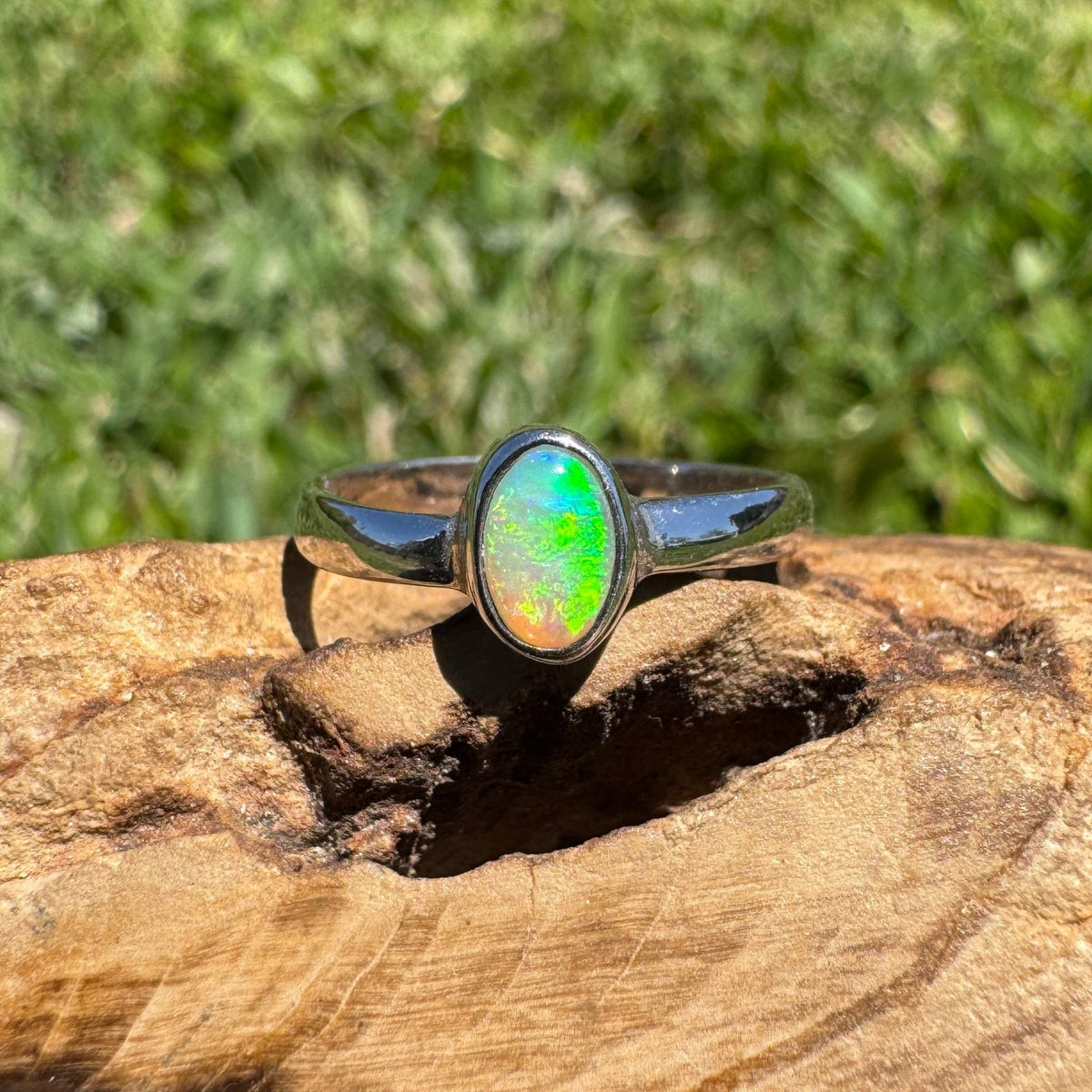 0.5ct Lightning Ridge Opal Ring ~ 'Marlo Gleam' | 925 Sterling Silver | Solid Australian Opal