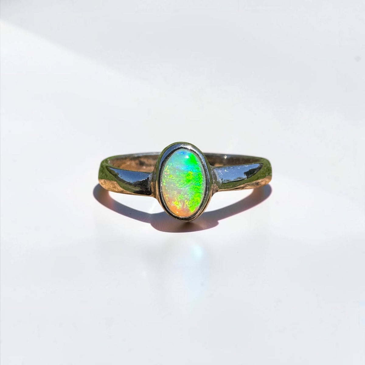 0.5ct Lightning Ridge Opal Ring ~ 'Marlo Gleam' | 925 Sterling Silver | Solid Australian Opal