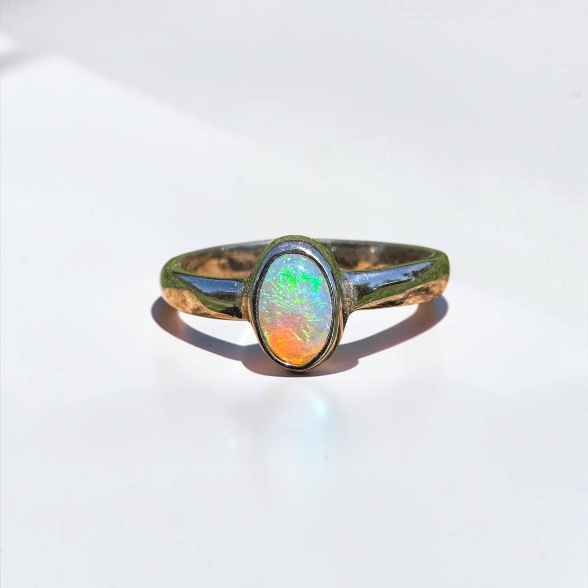 0.5ct Lightning Ridge Opal Ring ~ 'Marlo Gleam' | 925 Sterling Silver | Solid Australian Opal