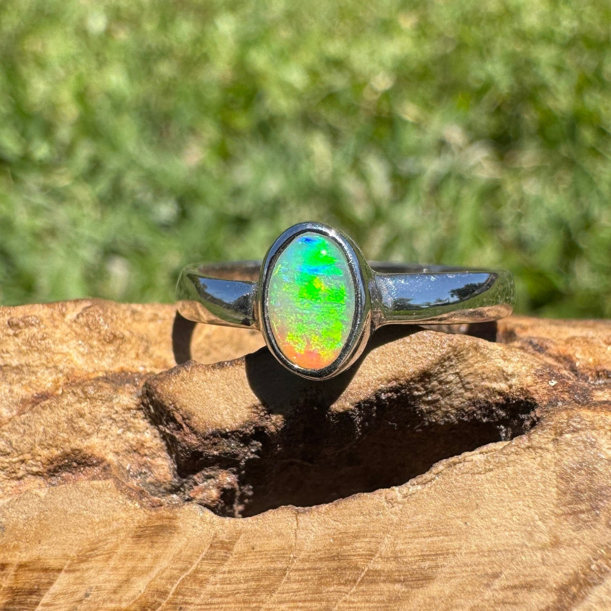 0.5ct Lightning Ridge Opal Ring ~ 'Marlo Gleam' | 925 Sterling Silver | Solid Australian Opal