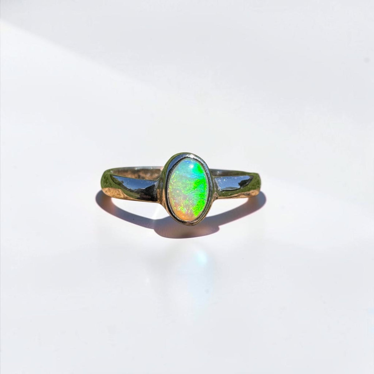 0.5ct Lightning Ridge Opal Ring ~ 'Marlo Gleam' | 925 Sterling Silver | Solid Australian Opal