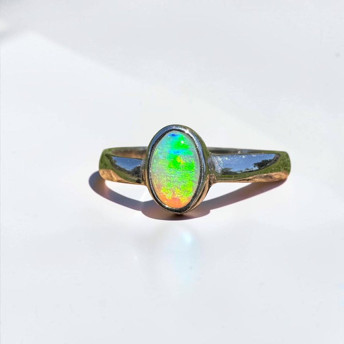 0.5ct Lightning Ridge Opal Ring ~ 'Marlo Gleam' | 925 Sterling Silver | Solid Australian Opal