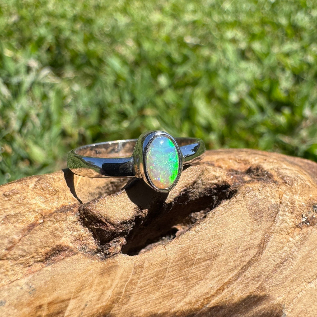 0.5ct Lightning Ridge Opal Ring ~ 'Marlo Gleam' | 925 Sterling Silver | Solid Australian Opal