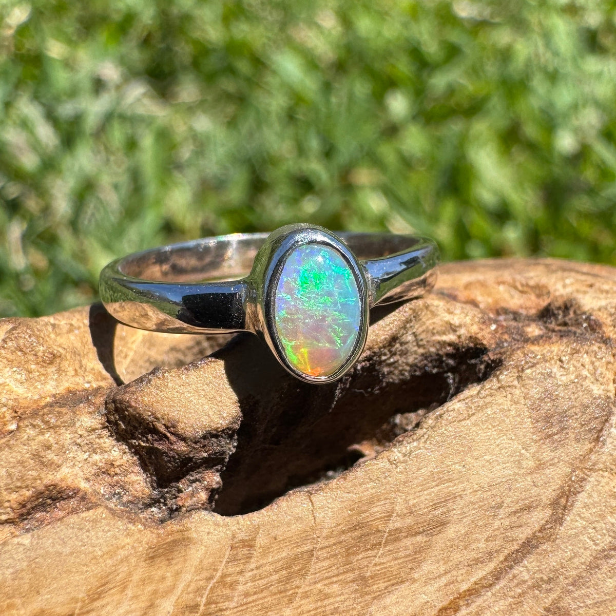 0.5ct Lightning Ridge Opal Ring ~ 'Marlo Gleam' | 925 Sterling Silver | Solid Australian Opal