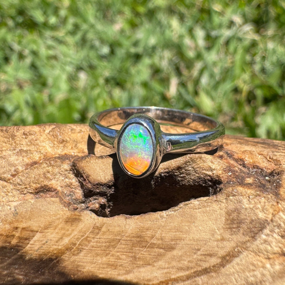 0.5ct Lightning Ridge Opal Ring ~ 'Marlo Gleam' | 925 Sterling Silver | Solid Australian Opal
