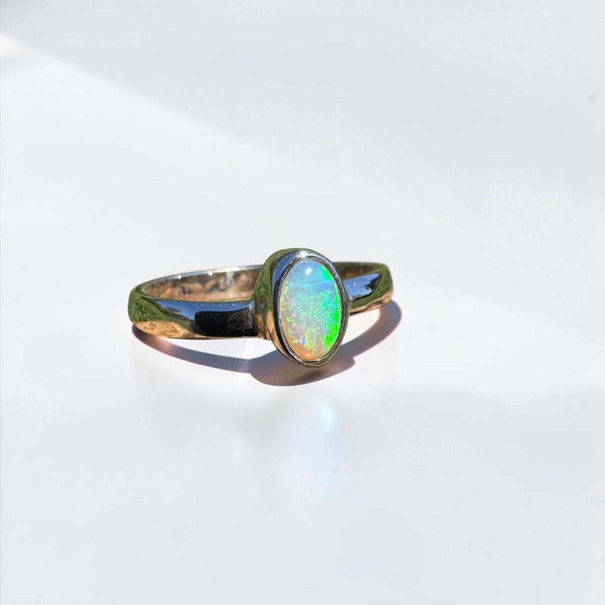 0.5ct Lightning Ridge Opal Ring ~ 'Marlo Gleam' | 925 Sterling Silver | Solid Australian Opal
