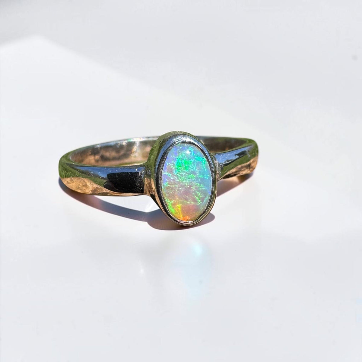 0.5ct Lightning Ridge Opal Ring ~ 'Marlo Gleam' | 925 Sterling Silver | Solid Australian Opal