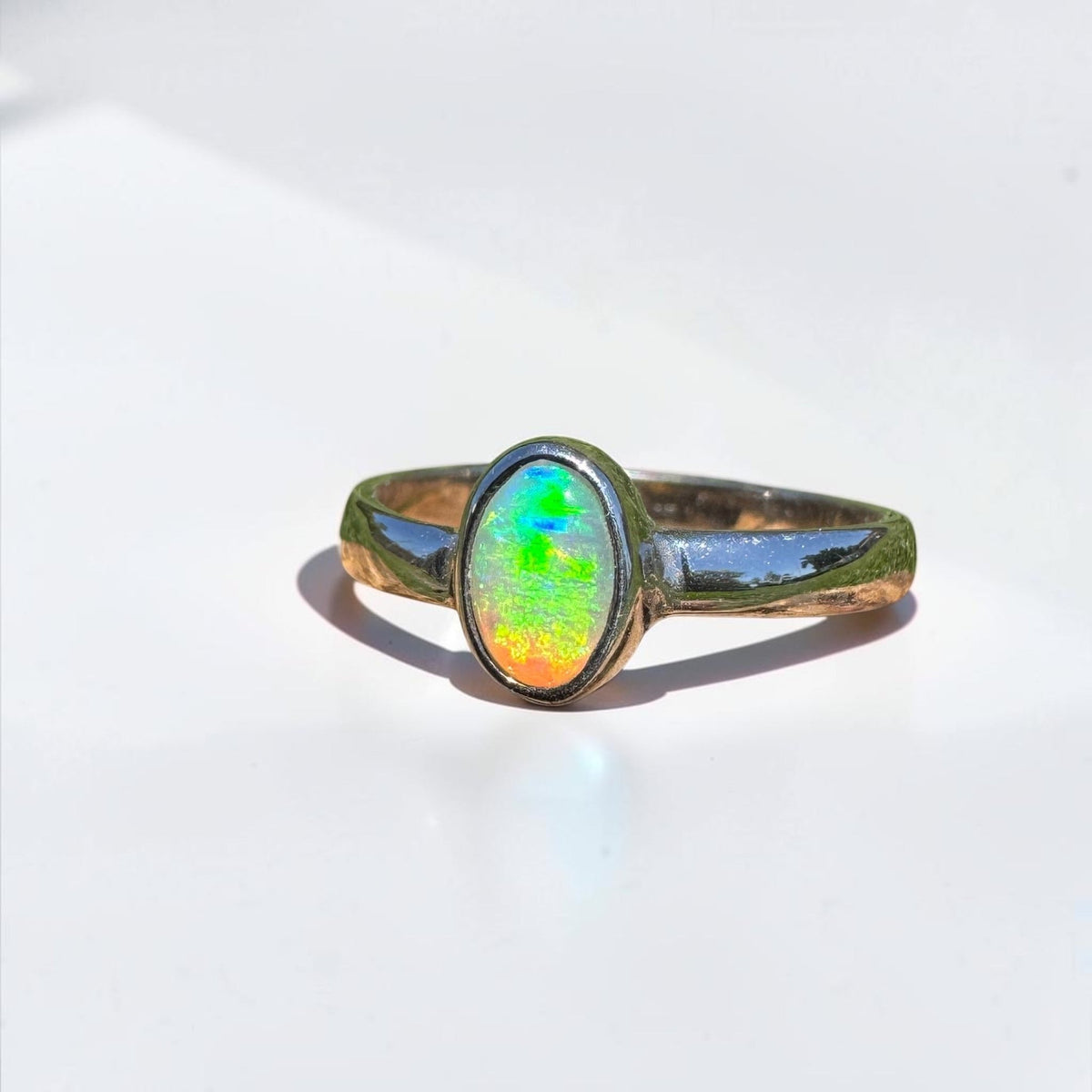 0.5ct Lightning Ridge Opal Ring ~ 'Marlo Gleam' | 925 Sterling Silver | Solid Australian Opal