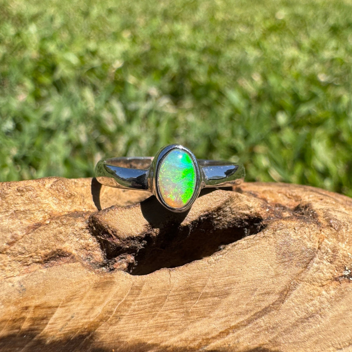 0.5ct Lightning Ridge Opal Ring ~ 'Marlo Gleam' | 925 Sterling Silver | Solid Australian Opal