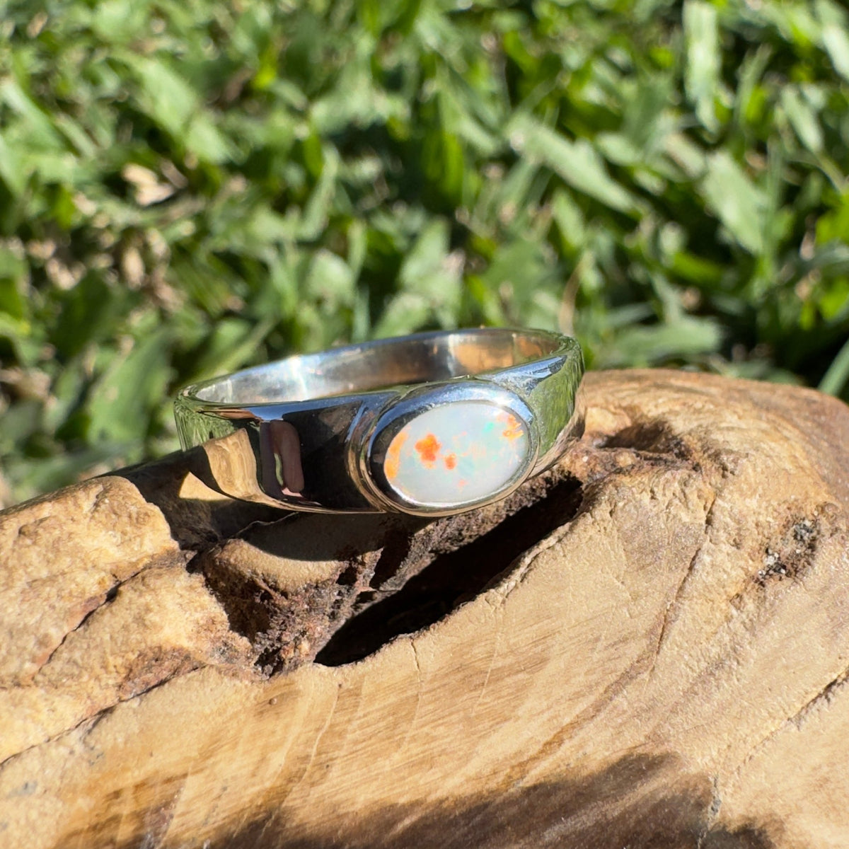 0.5ct Mintabie Opal Ring ~ 'Sunset Dreaming' | 925 Sterling Silver | Solid Australian Opal