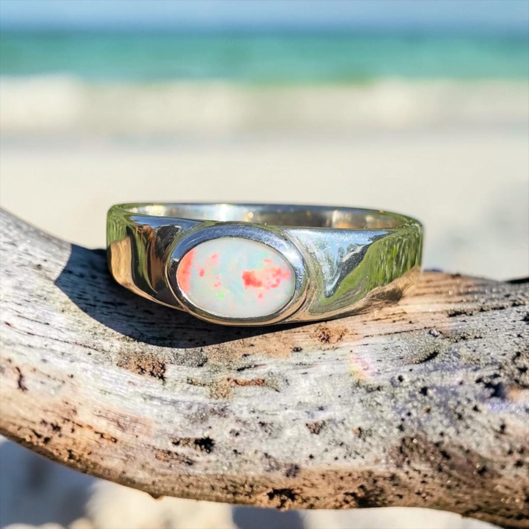0.5ct Mintabie Opal Ring ~ 'Sunset Dreaming' | 925 Sterling Silver | Solid Australian Opal
