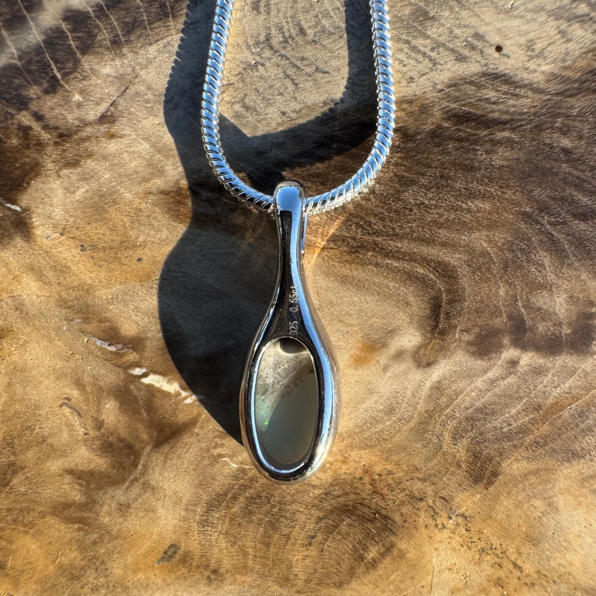 0.65ct Coober Pedy Crystal Opal Pendant Necklace ~ 'Nitmiluk Prism' | 925 Sterling Silver | Solid Australian Opal