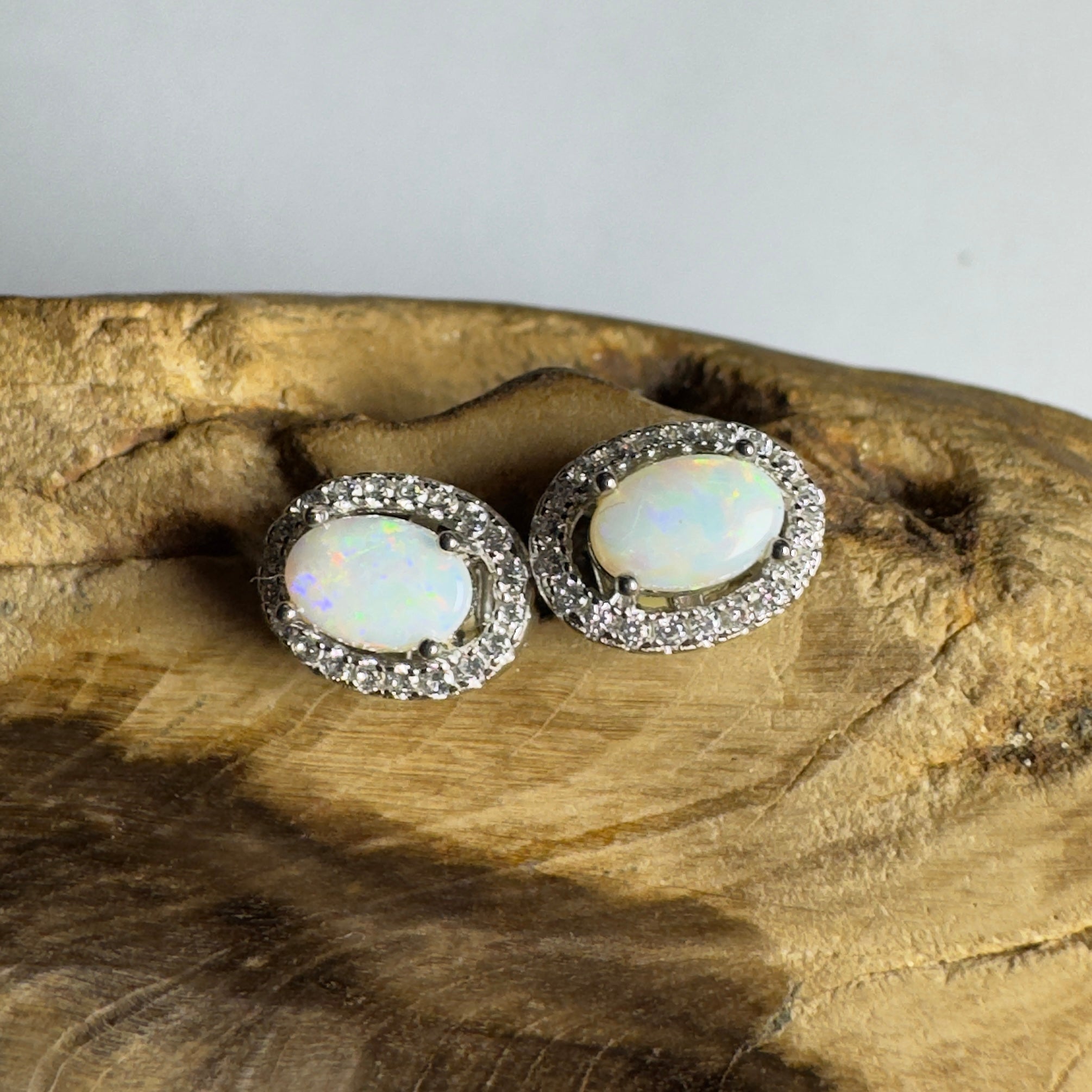 0.6ct Coober Pedy Opal Earrings ~ 'The Glass House Glitz' | 925 Sterling Silver | Solid Australian Opal