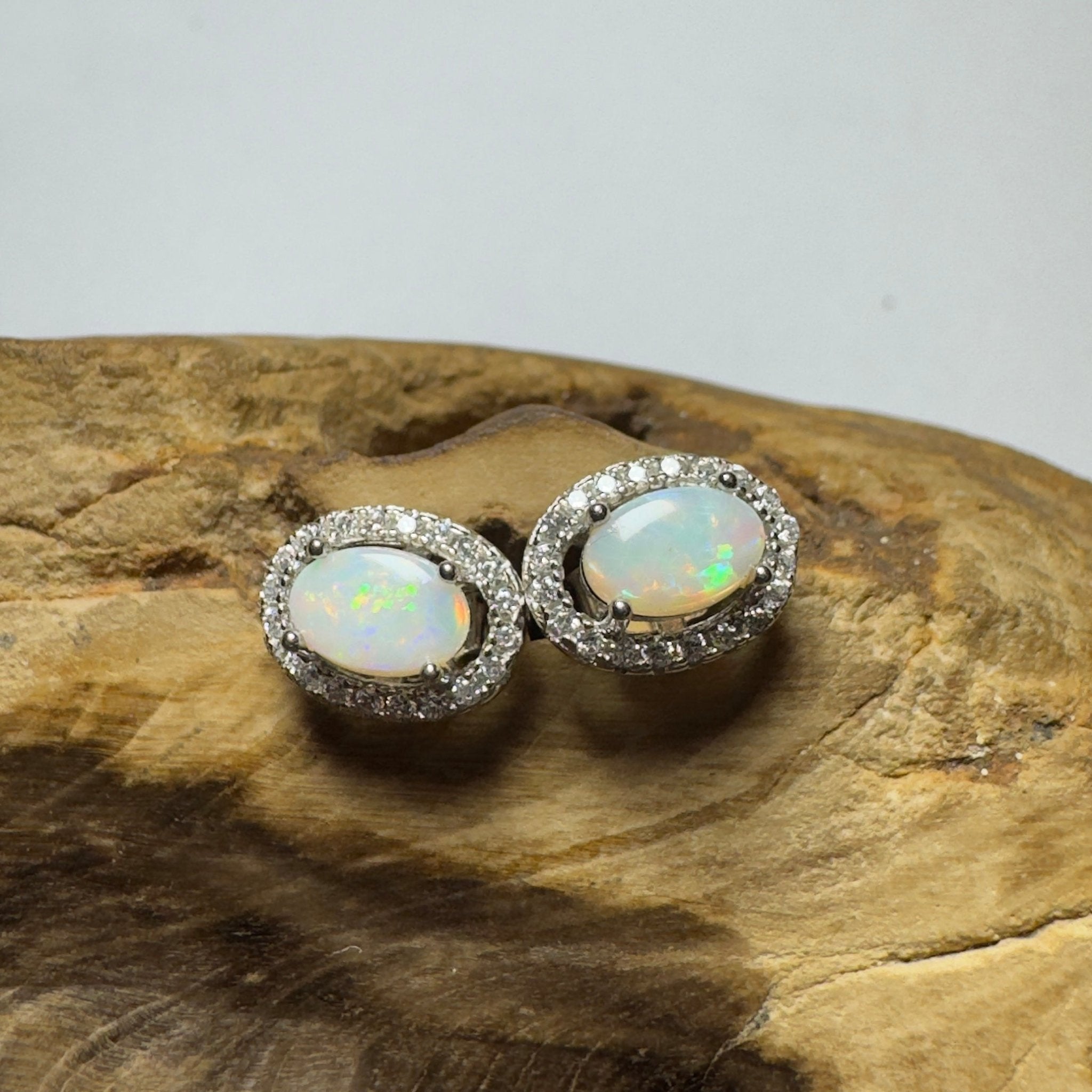 0.6ct Coober Pedy Opal Earrings ~ 'The Glass House Glitz' | 925 Sterling Silver | Solid Australian Opal