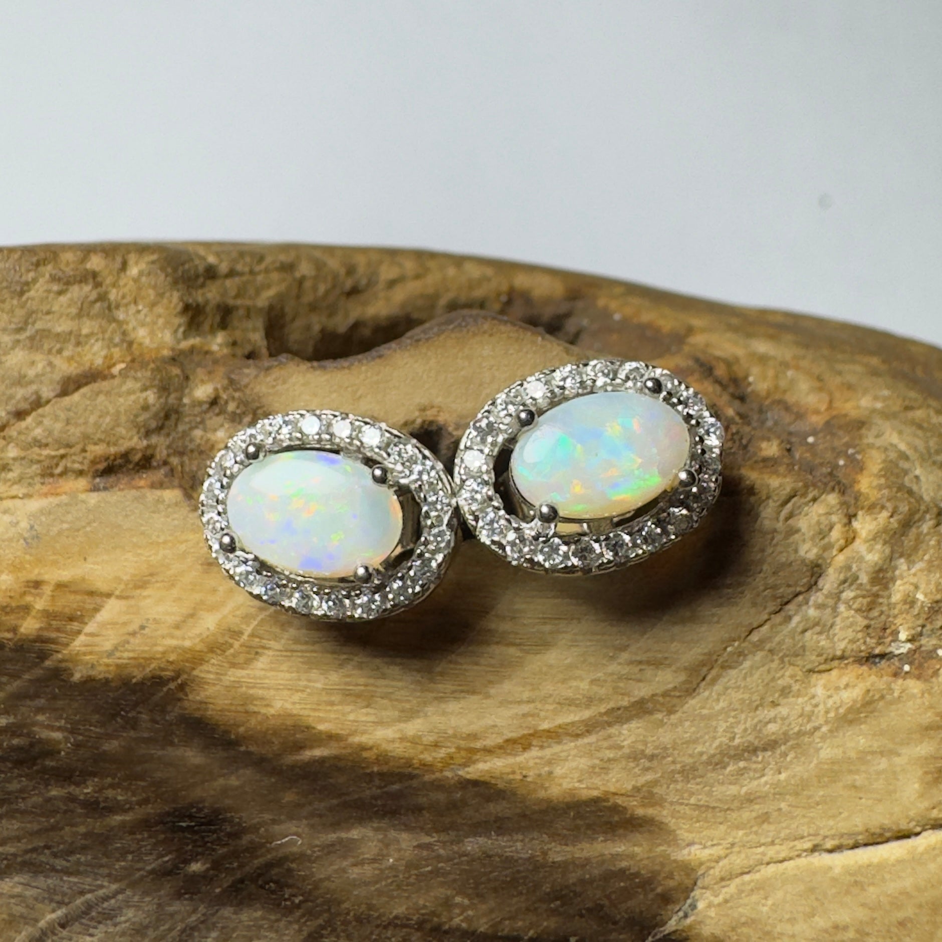 0.6ct Coober Pedy Opal Earrings ~ 'The Glass House Glitz' | 925 Sterling Silver | Solid Australian Opal