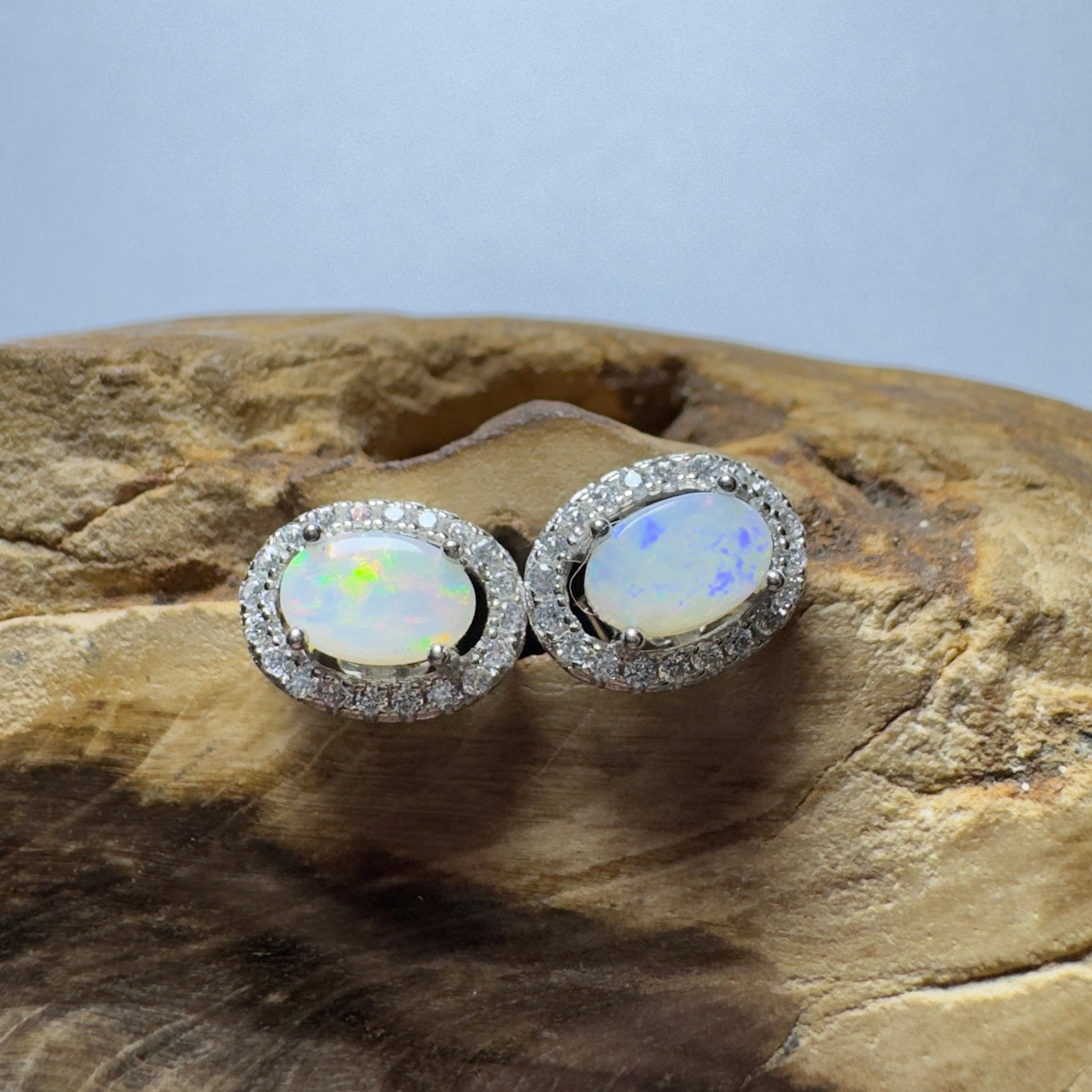 0.6ct Coober Pedy Opal Earrings ~ 'The Lacepede Loop' | 925 Sterling Silver | Solid Australian Opal