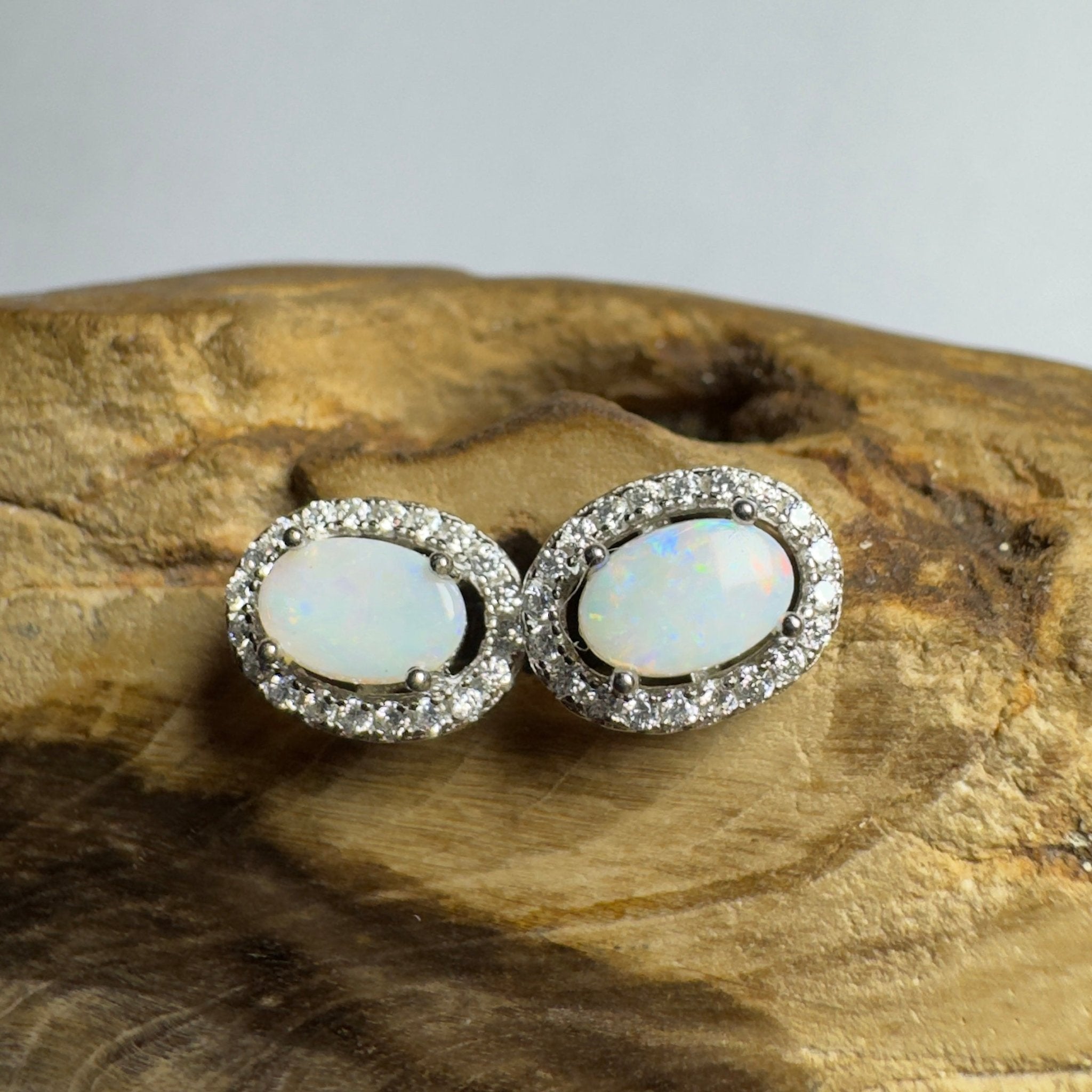 0.6ct Coober Pedy Opal Earrings ~ 'The Lacepede Loop' | 925 Sterling Silver | Solid Australian Opal