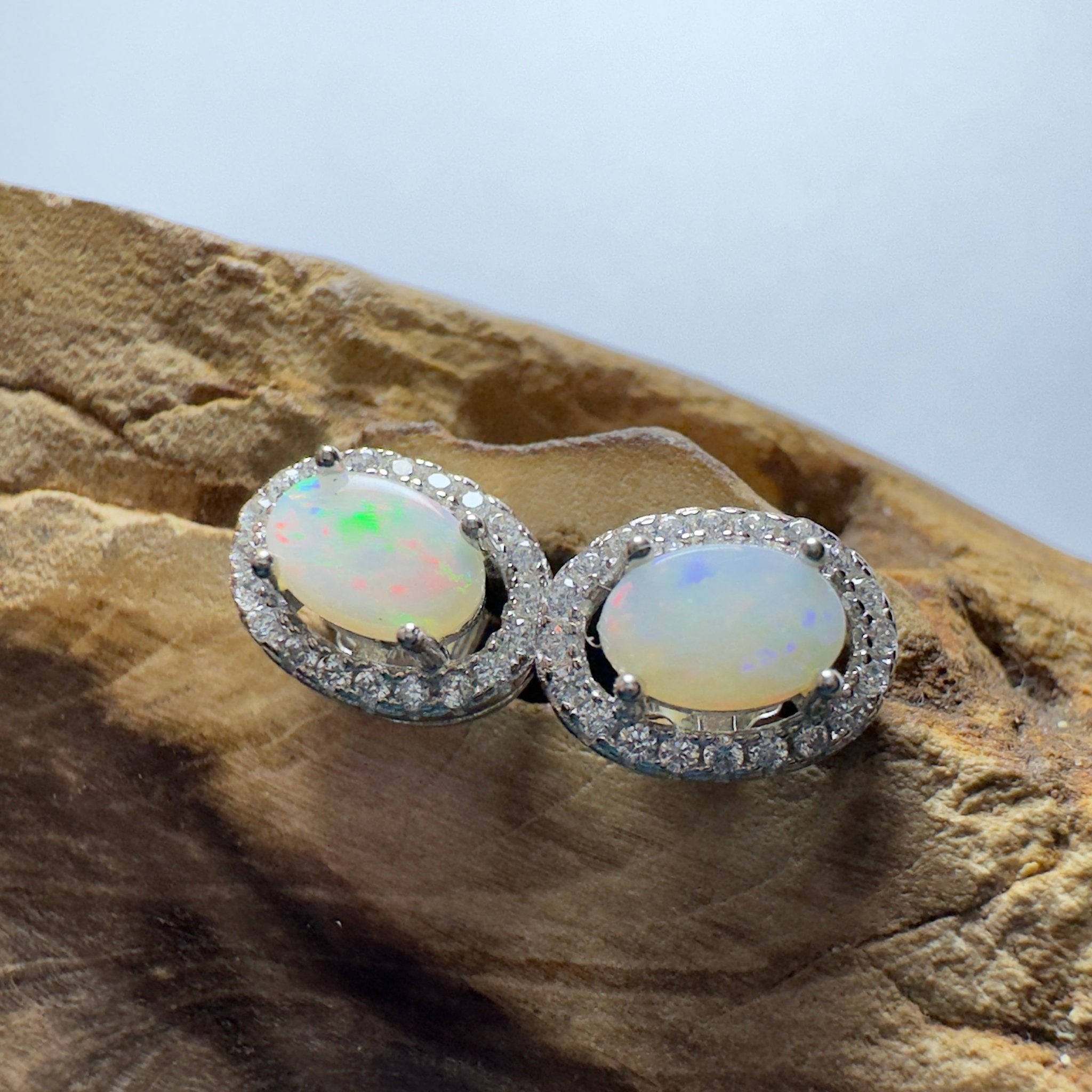 0.6ct Coober Pedy Opal Earrings ~ 'The Lacepede Loop' | 925 Sterling Silver | Solid Australian Opal