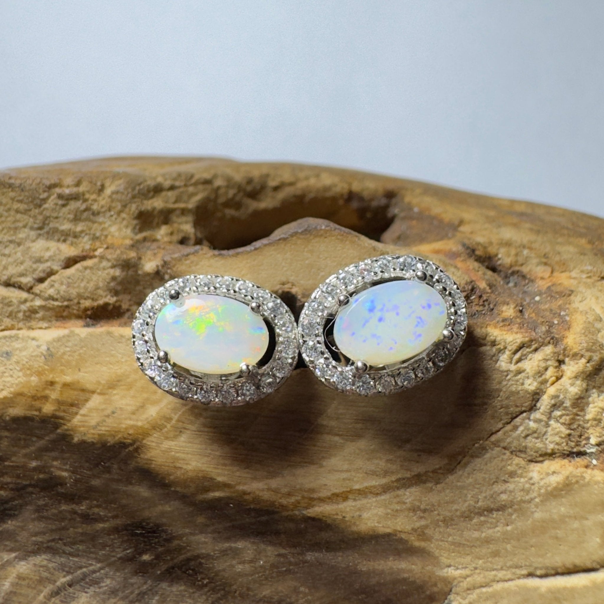 0.6ct Coober Pedy Opal Earrings ~ 'The Lacepede Loop' | 925 Sterling Silver | Solid Australian Opal