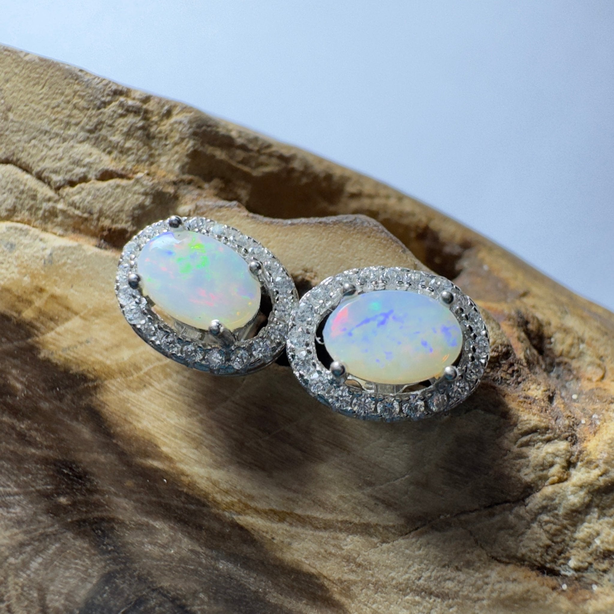0.6ct Coober Pedy Opal Earrings ~ 'The Lacepede Loop' | 925 Sterling Silver | Solid Australian Opal