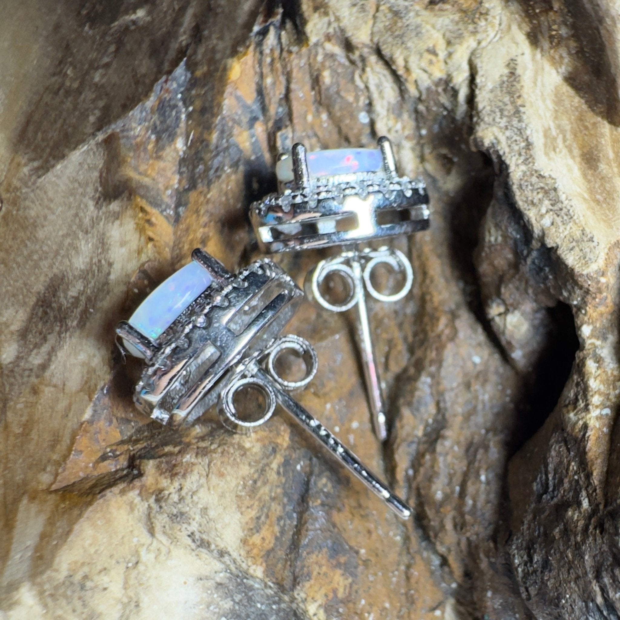 0.6ct Coober Pedy Opal Earrings ~ 'The Lacepede Loop' | 925 Sterling Silver | Solid Australian Opal