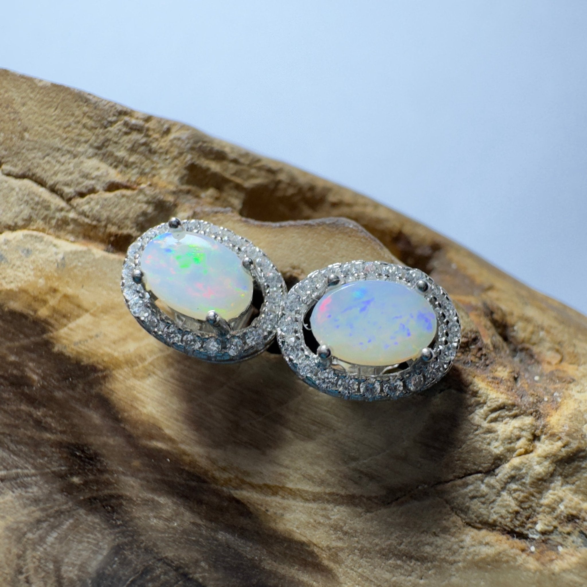 0.6ct Coober Pedy Opal Earrings ~ 'The Lacepede Loop' | 925 Sterling Silver | Solid Australian Opal