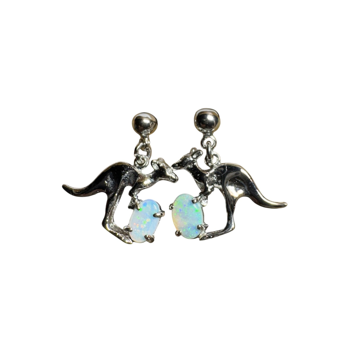 0.6ct Coober Pedy Opal Kangaroo Earrings ~ 'Daintree Dew Hop' | 925 Sterling Silver | Solid Australian Opal