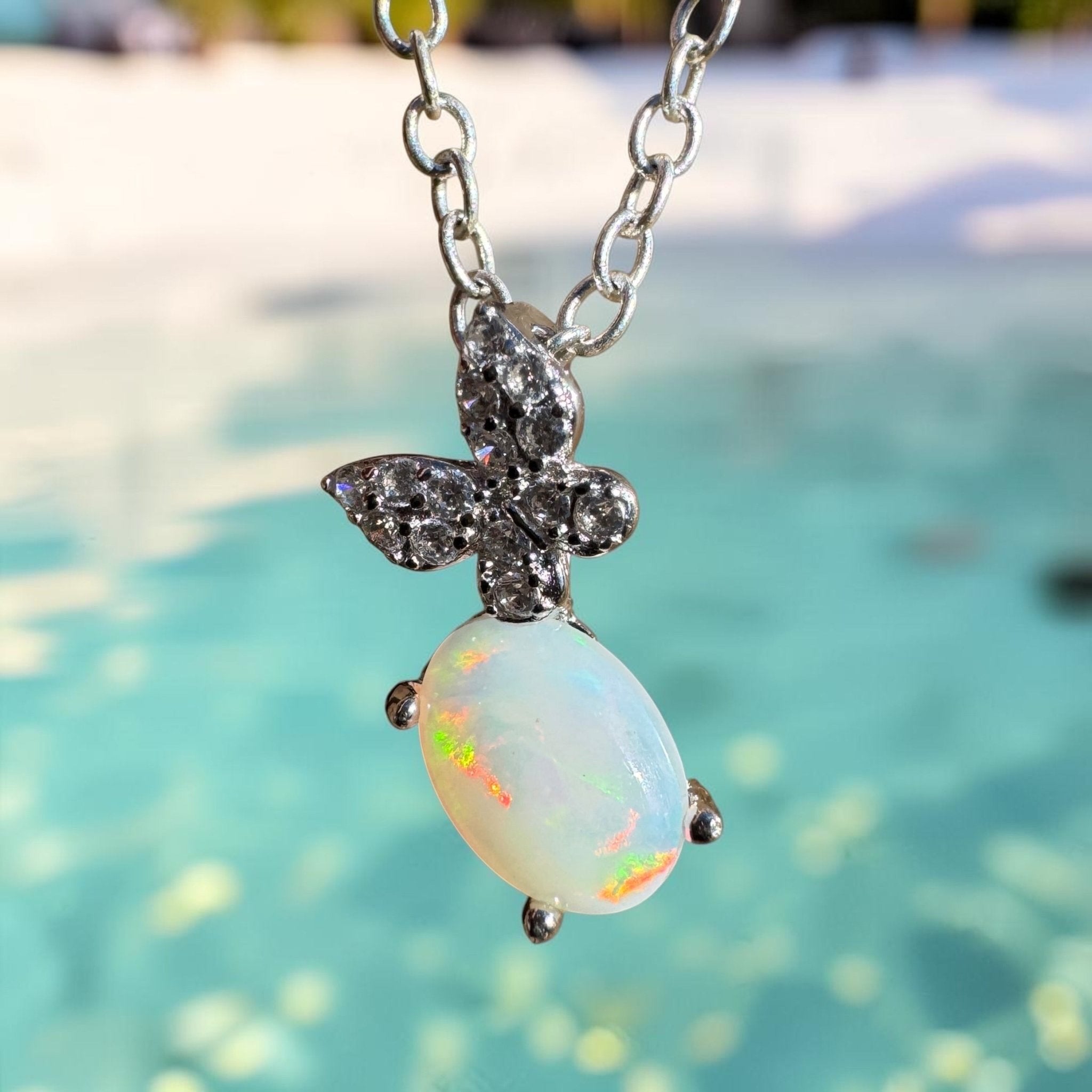 0.6ct Coober Pedy Opal Pendant Necklace ~ 'Augusta Light' | 925 Sterling Silver | Solid Australian Opal