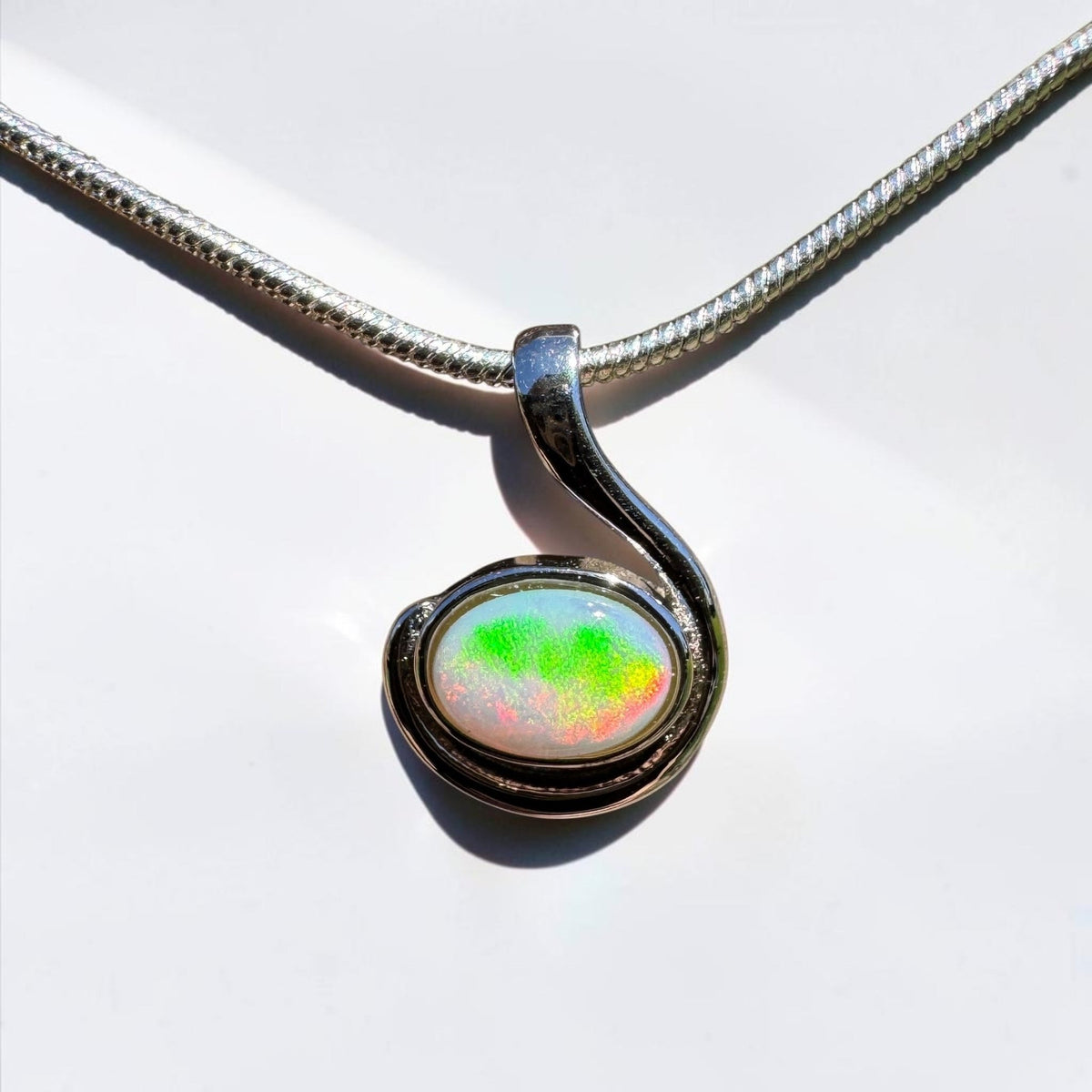 0.6ct Coober Pedy Opal Pendant Necklace ~ 'Glendambo Gleam' | 925 Sterling Silver | Solid Australian Opal