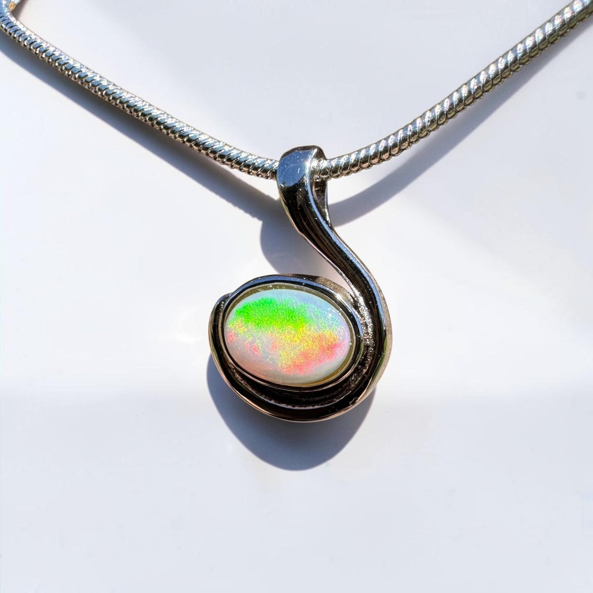 0.6ct Coober Pedy Opal Pendant Necklace ~ 'Glendambo Gleam' | 925 Sterling Silver | Solid Australian Opal