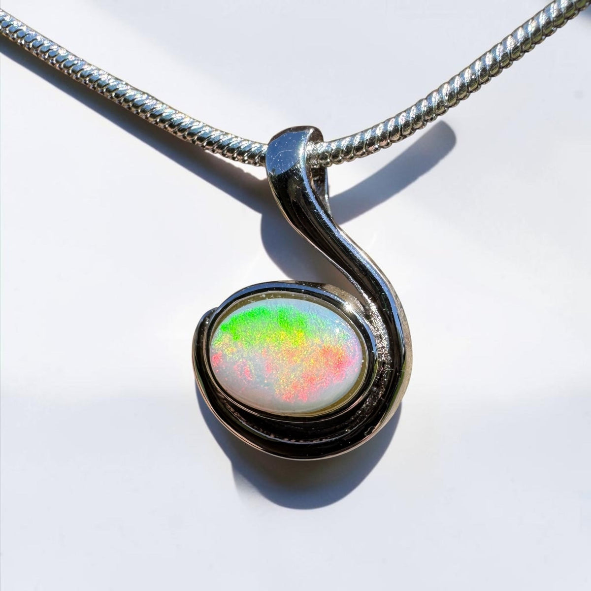 0.6ct Coober Pedy Opal Pendant Necklace ~ 'Glendambo Gleam' | 925 Sterling Silver | Solid Australian Opal