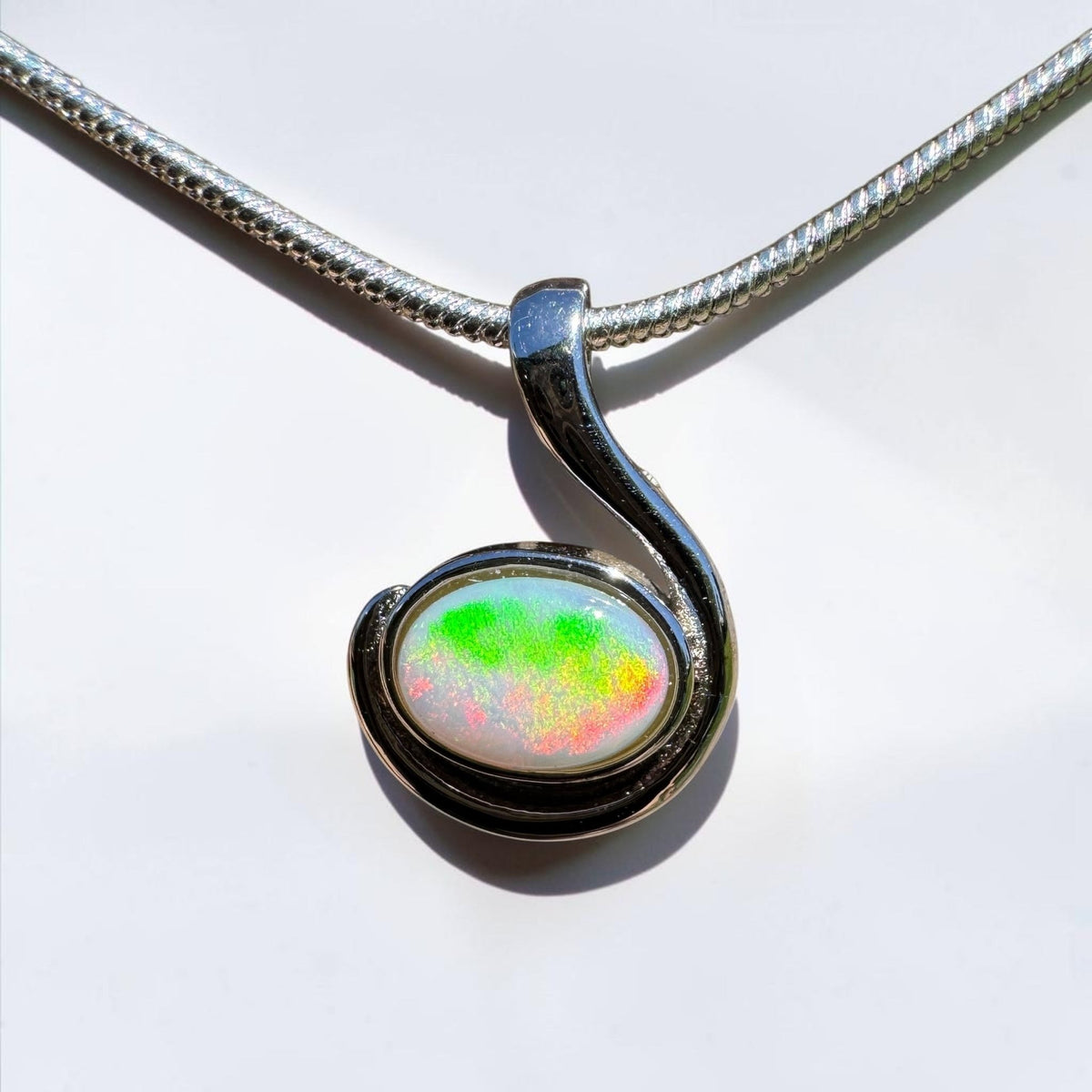 0.6ct Coober Pedy Opal Pendant Necklace ~ 'Glendambo Gleam' | 925 Sterling Silver | Solid Australian Opal
